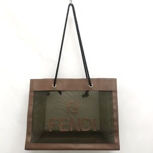 FENDI LEATHER & MESH TOTE